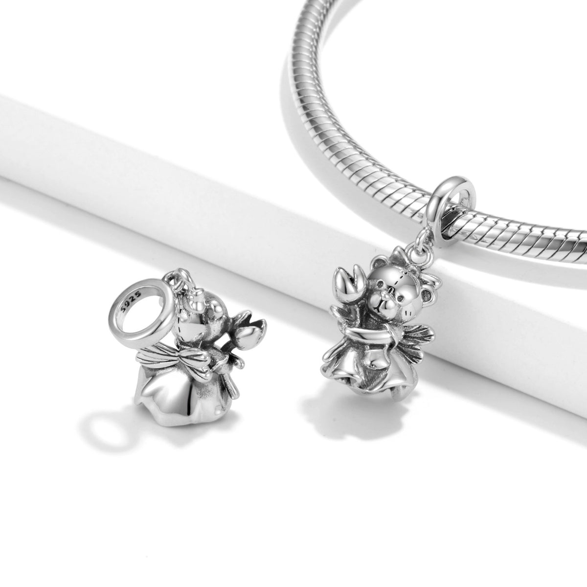 S925 Sterling Silver Fairy Bear Pendant