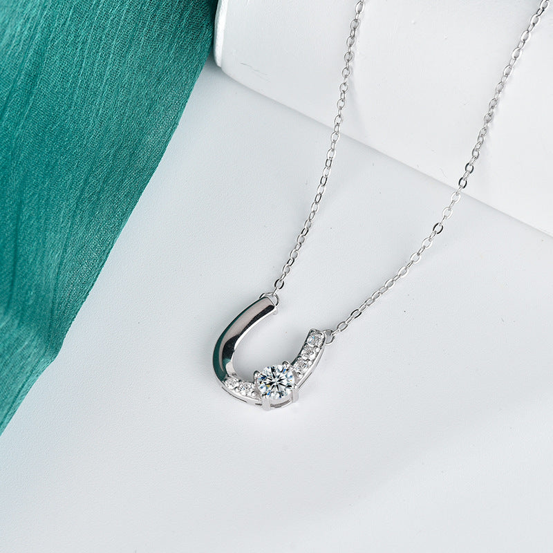 S925 Sterling Silver Moissanite Shadow Streamer Pendant Necklace