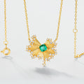 S925 Sterling Silver 10K Gold Emerald Necklace