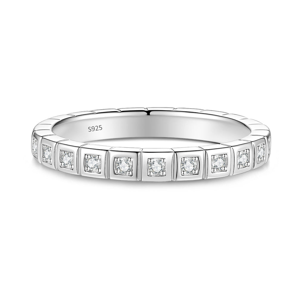 S925 Silver Square Moissanite Ring
