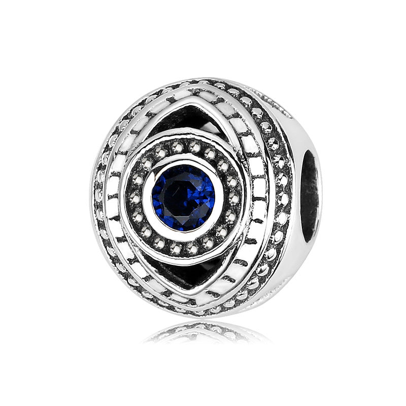 S925 Sterling Silver Devil's Eye Beaded Sapphire Zircon Pendant