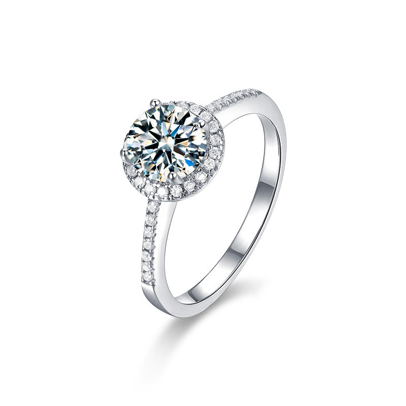 S925 Sterling Silver Round Moissanite Ring