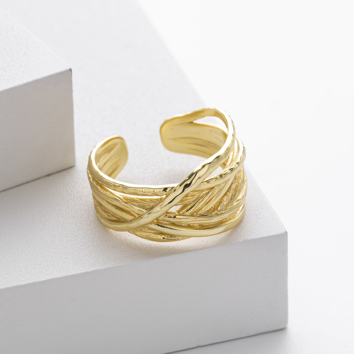 S925 sterling silver ring, stylish and unique irregular multi-layered band