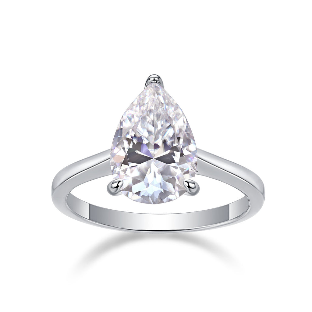 S925 Silver Ring with Fancy-Cut Moissanite