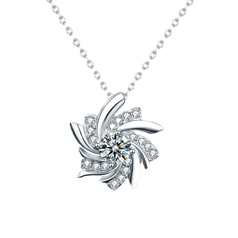 S925 Sterling Silver Moissanite Windmill Necklace