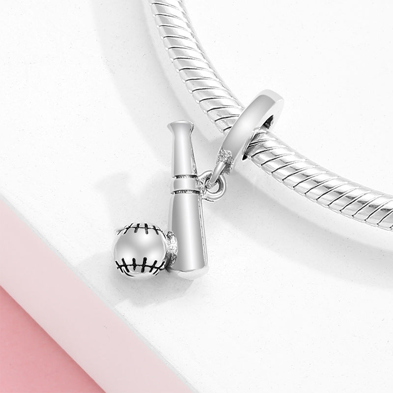 S925 Sterling Silver Baseball Bat Pendant