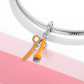 S925 Sterling Silver Orange Creative Scissors Brush Pendant