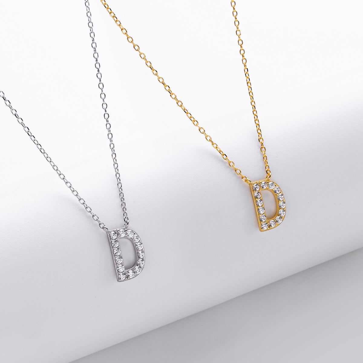 S925 Sterling Silver Simple Diamond Necklace with English Letters