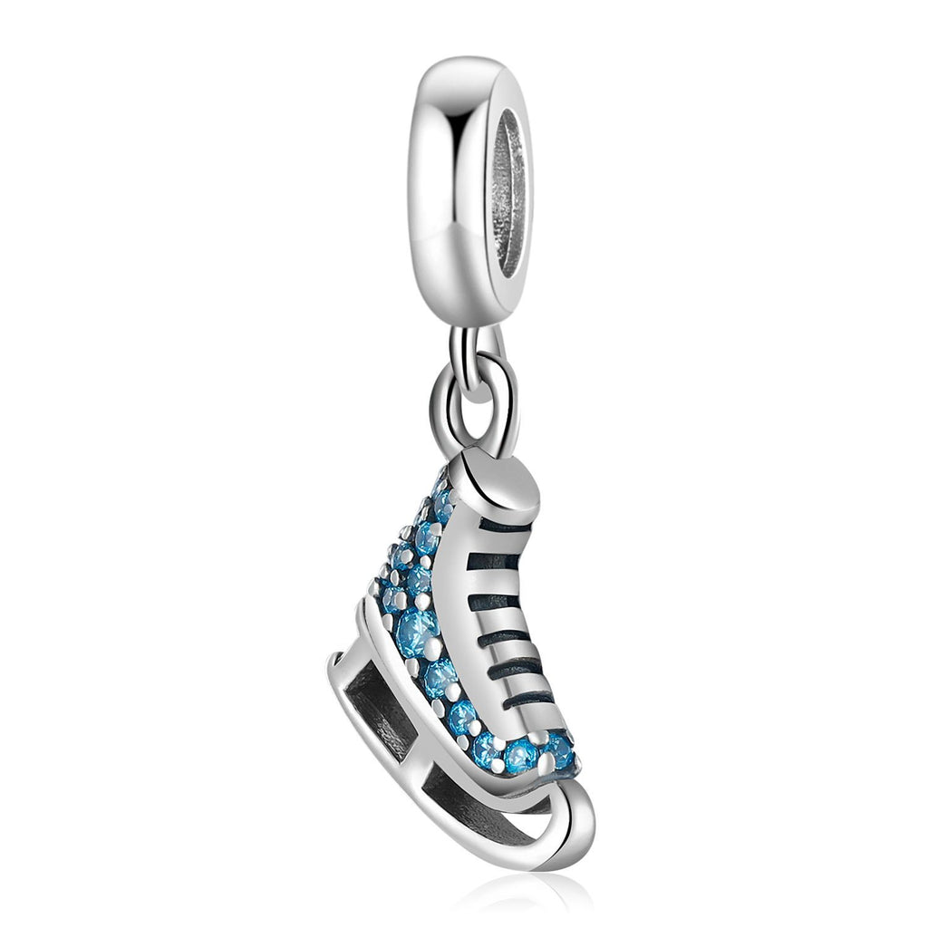 S925 Sterling Silver Skates Pendant Blue Zircon Pendant