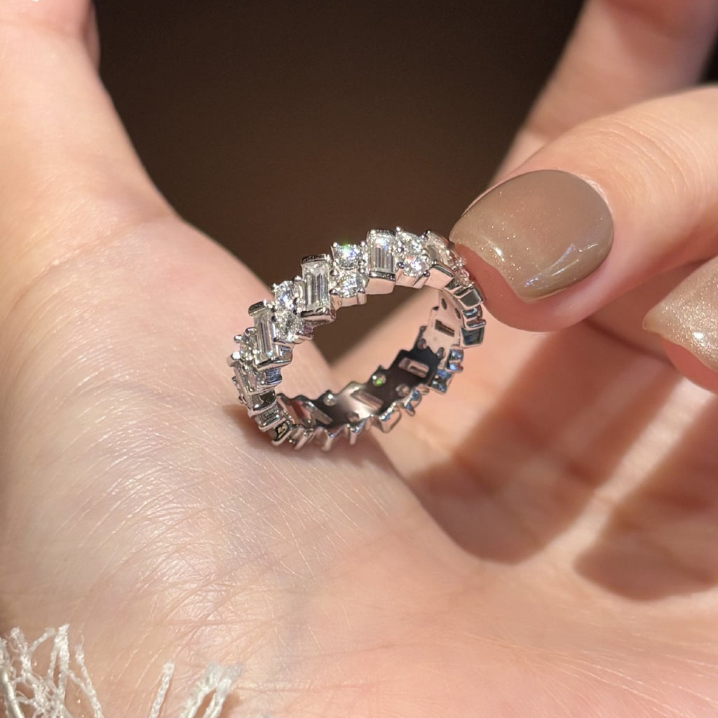 S925 Sterling Silver Rectangular Moissanite Ring