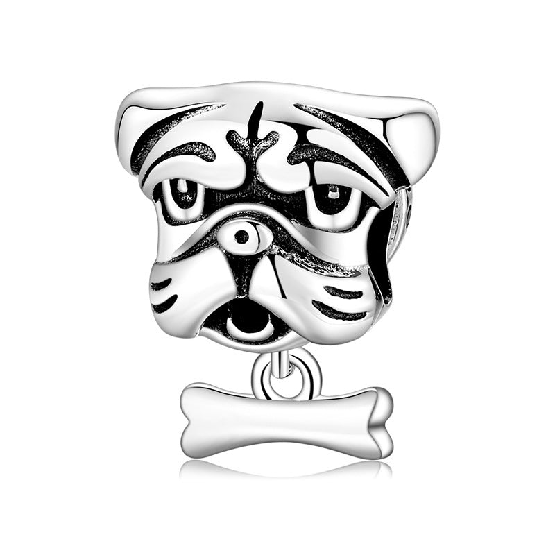 S925 Sterling Silver Bulldog Beaded Pendant