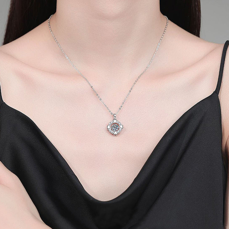 S925 Sterling Silver Moissanite Simple Heart Necklace