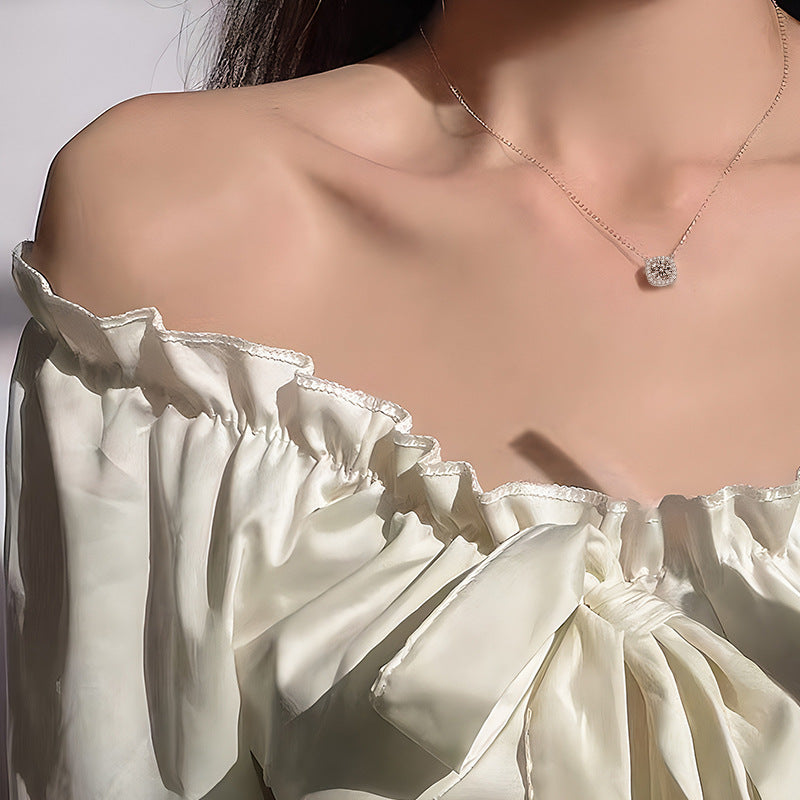 S925 Sterling Silver Moissanite Four-prong Necklace