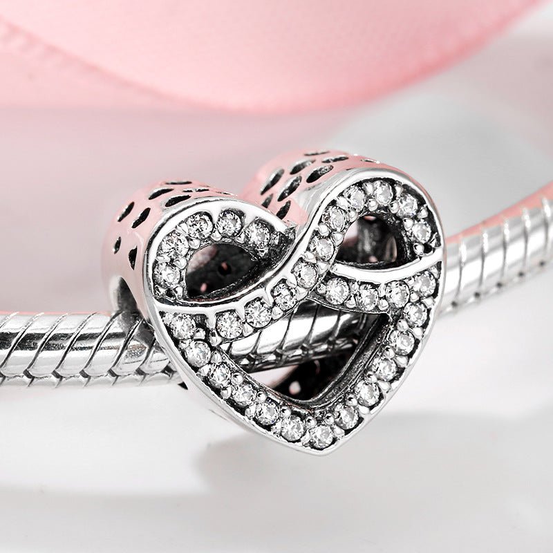 S925 Sterling Silver Loving Heart Infinite Zircon Pendant