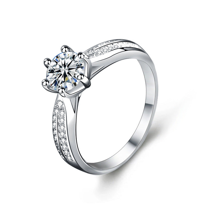 S925 Sterling Silver Moissanite Vintage Six Prong Princess Ring