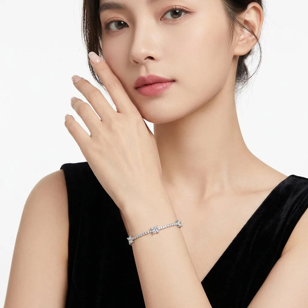 S925 Silver Square Moissanite Bracelet
