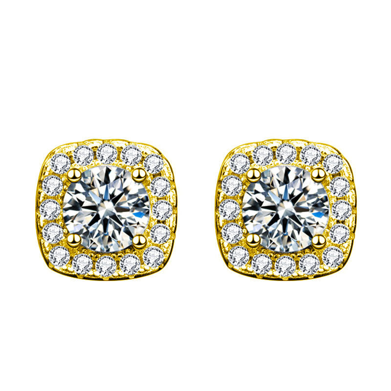 Square Moissanite Stud Earrings in 925 Sterling Silver