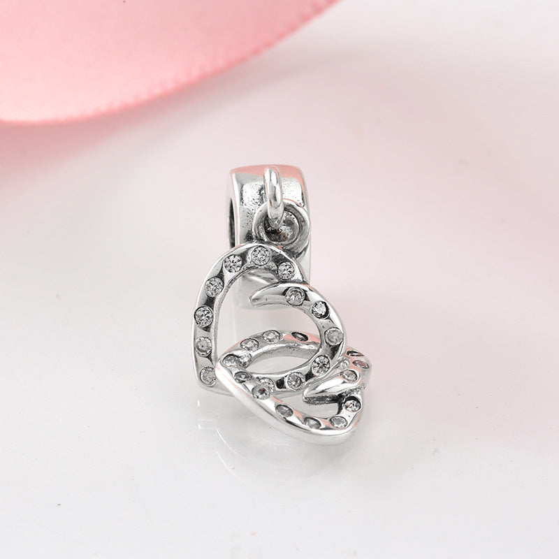 S925 Sterling Silver Double Heart Infinity Love Zircon Inlaid Pendant