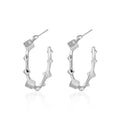 Moissanite S925 sterling silver bamboo C-shaped earrings