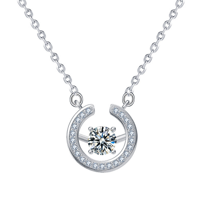 S925 Sterling Silver Moissanite Simple Ring Pendant  Necklace