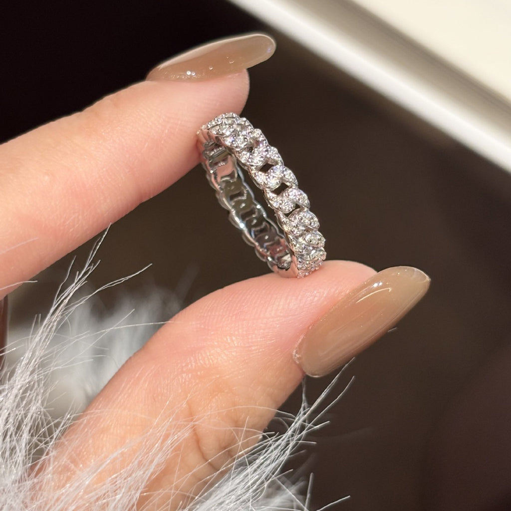 S925 Sterling Silver Moissanite Ring Plated with PT950 Platinum