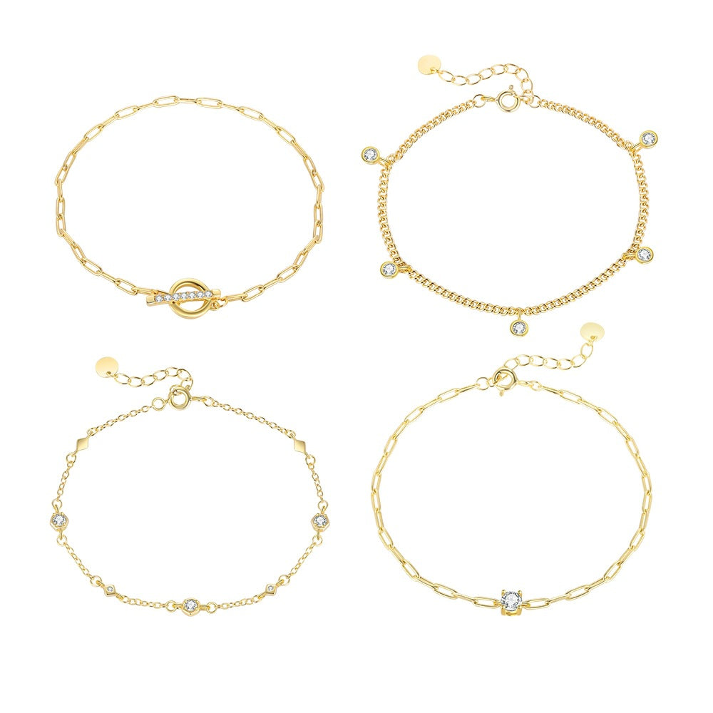 S925 Sterling Silver Bracelet Set with Sparkling Zirconia