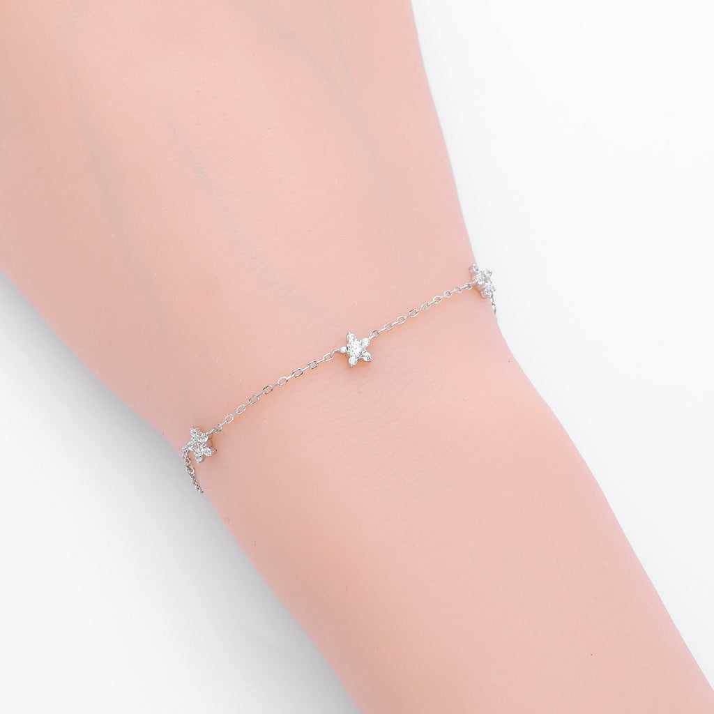 S925 Sterling Silver Pentagram Bracelet with Zirconia