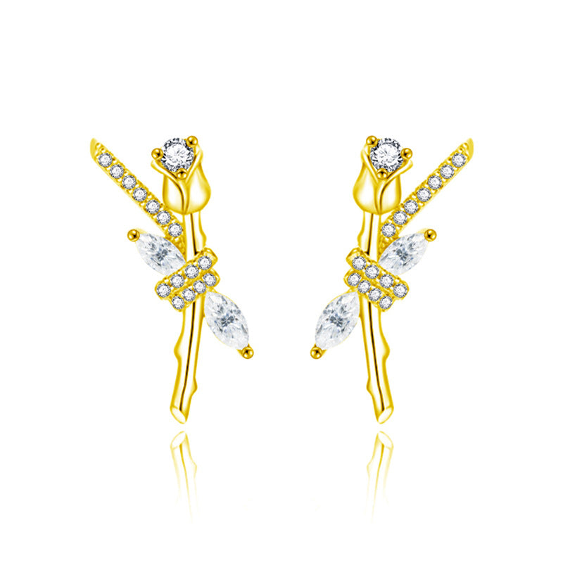 S925 Sterling Silver Marquise Moissanite Rose Lover Earrings