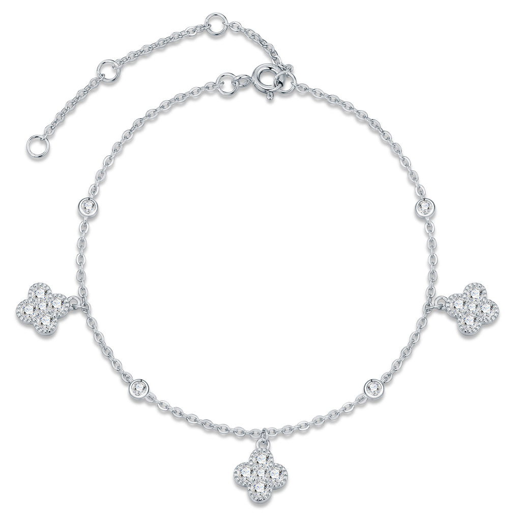 925 Sterling Silver Moissanite Five-Flower Bracelet