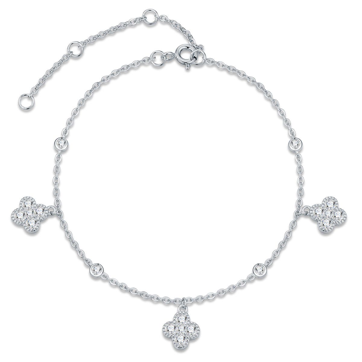 925 Sterling Silver Moissanite Five-Flower Bracelet