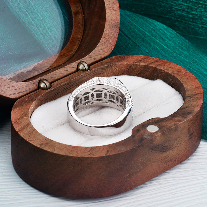 S925 Sterling Silver Classic Man's Moissanite Ring 