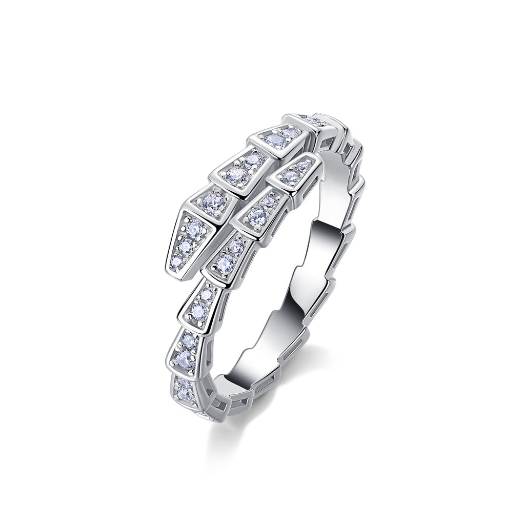 S925 Silver Snake-wound Mosanite Ring
