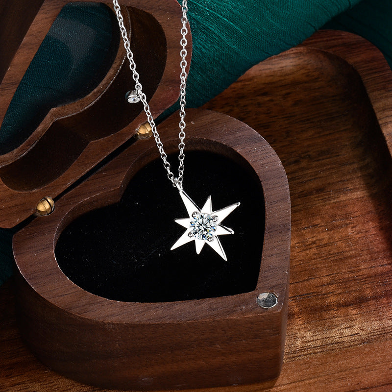 S925 Sterling Silver Moissanite Pendant Hexagram Necklace
