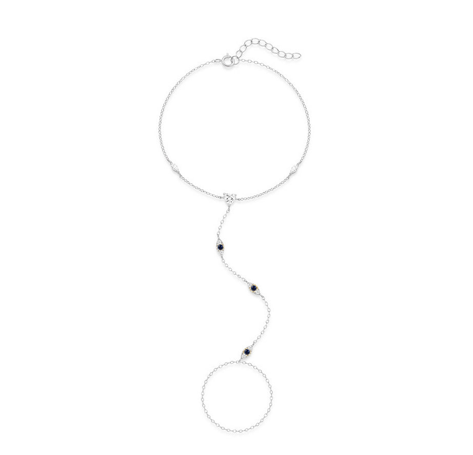 S925 Sterling Silver Heart-Shaped Evil Eye Bracelet with Zirconia