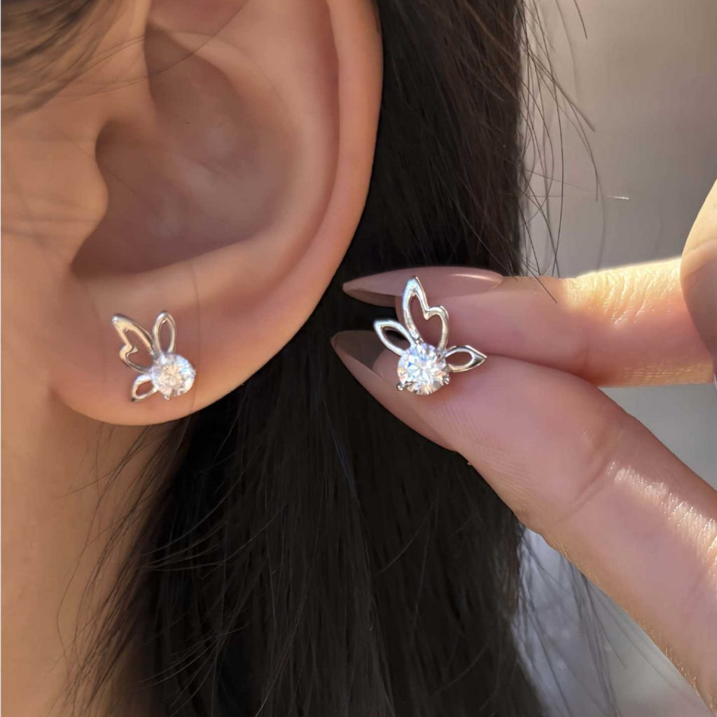 S925 Sterling Silver Moissanite Butterfly Stud Earrings