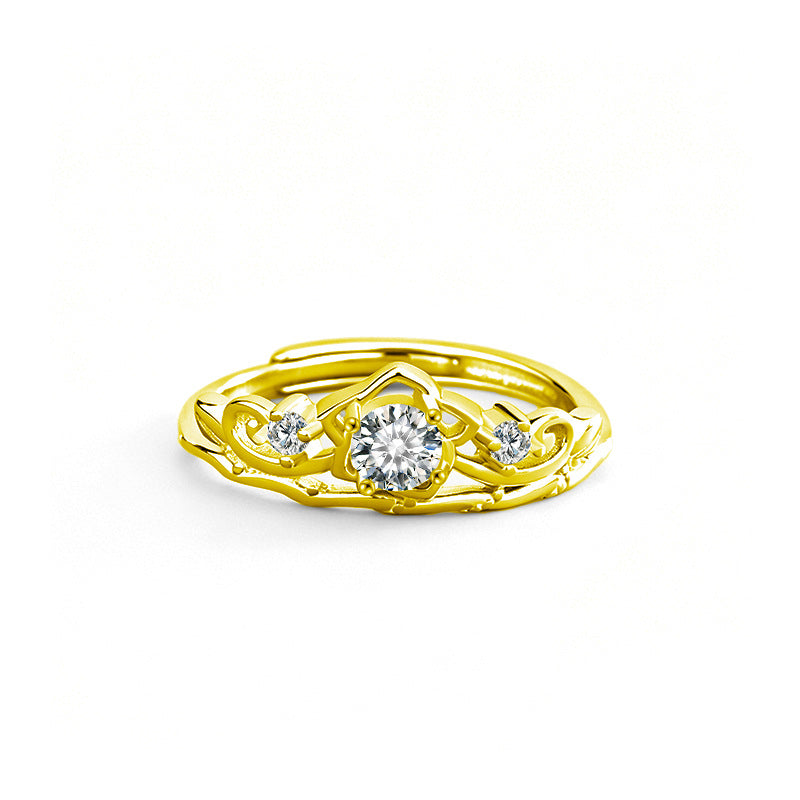 S925 Sterling Silver Moissanite Love Crown Ring