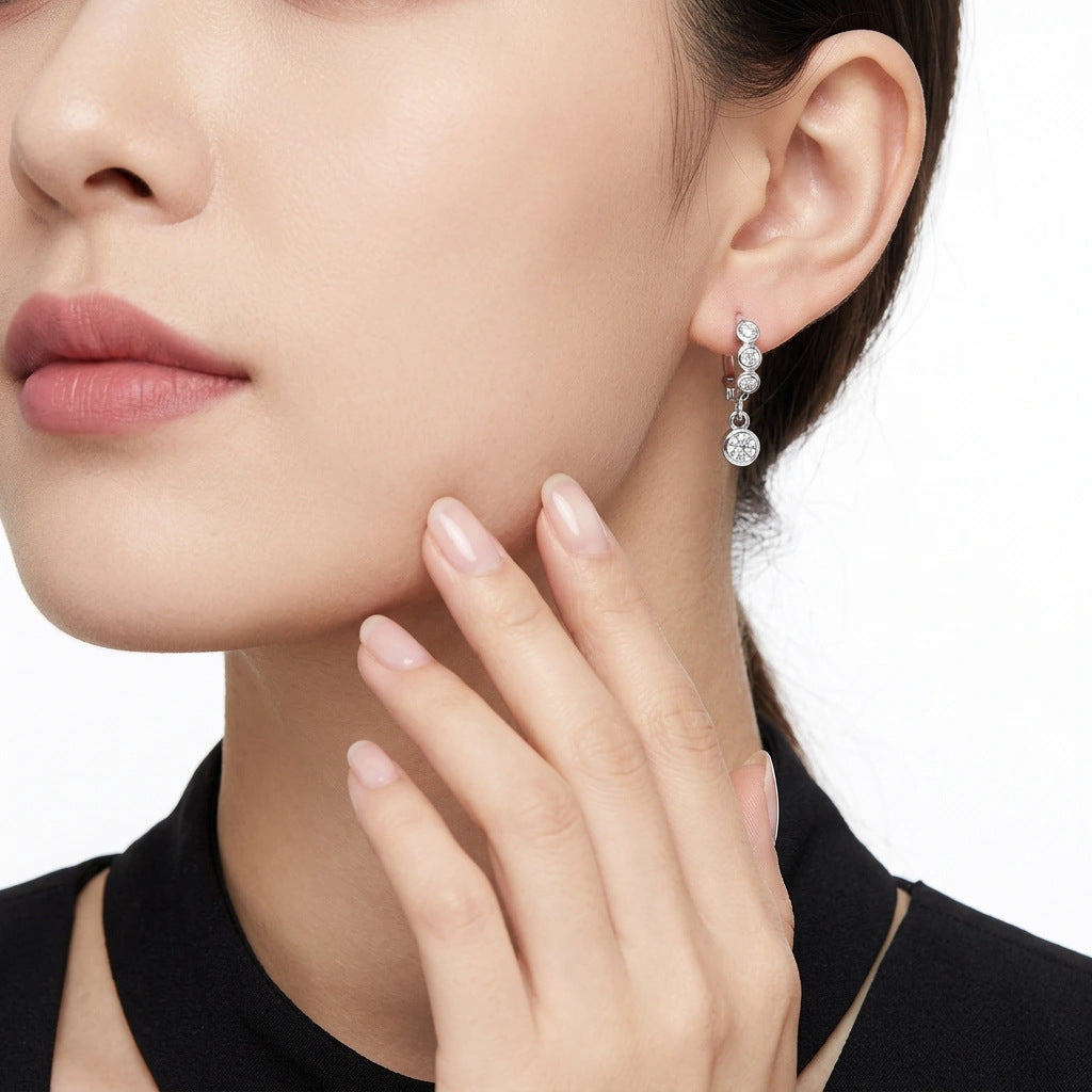 S925 Silver Long "Forest-Style" Sweet Moissanite Earrings