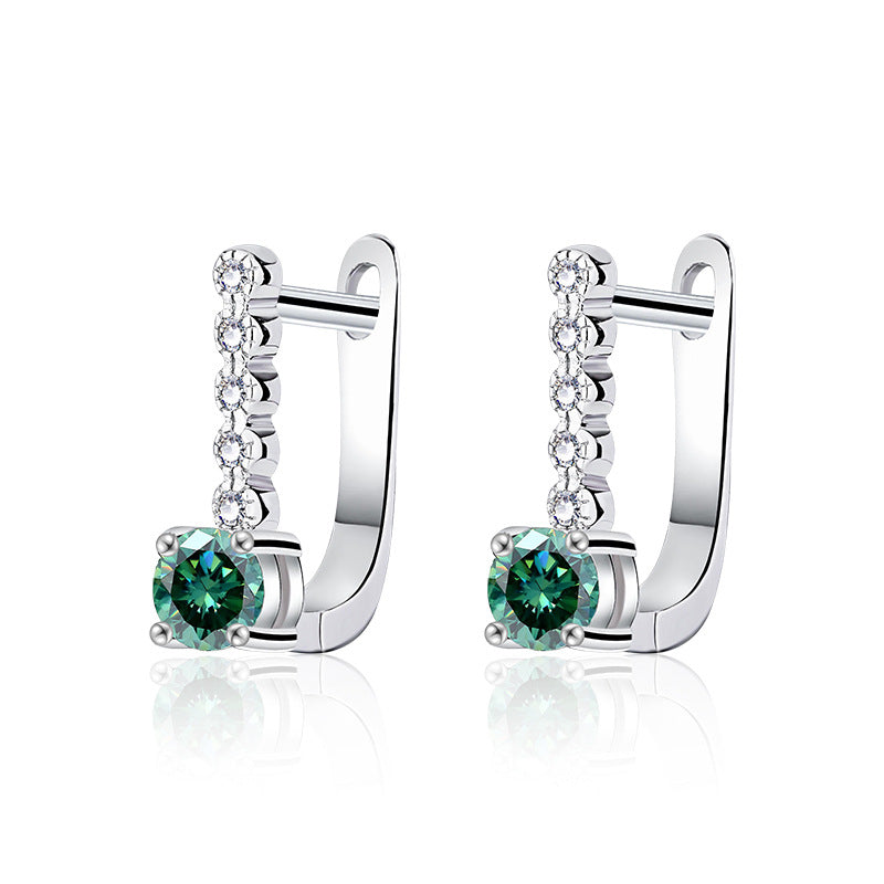 Classic U-Shaped Moissanite Earrings — 925 Sterling Silver