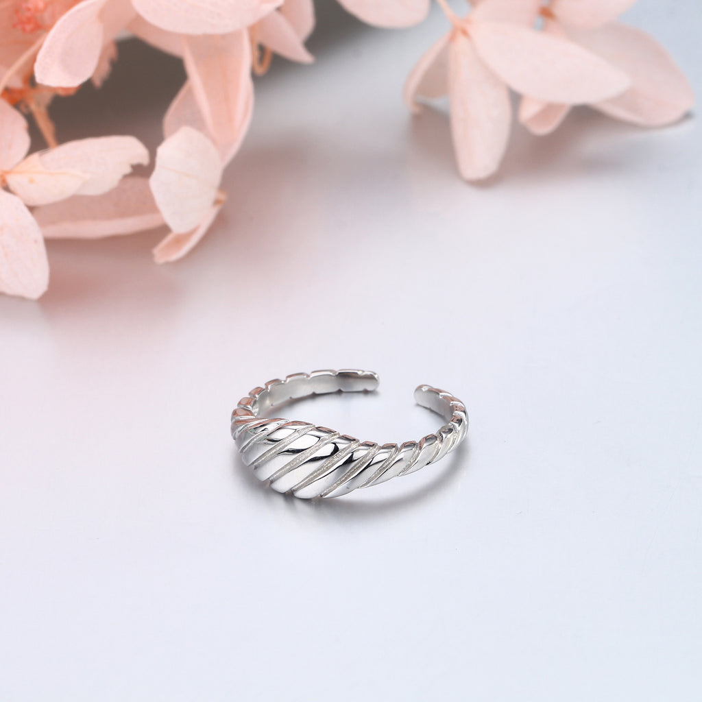 European and American style croissant twisted open ring S925 sterling silver