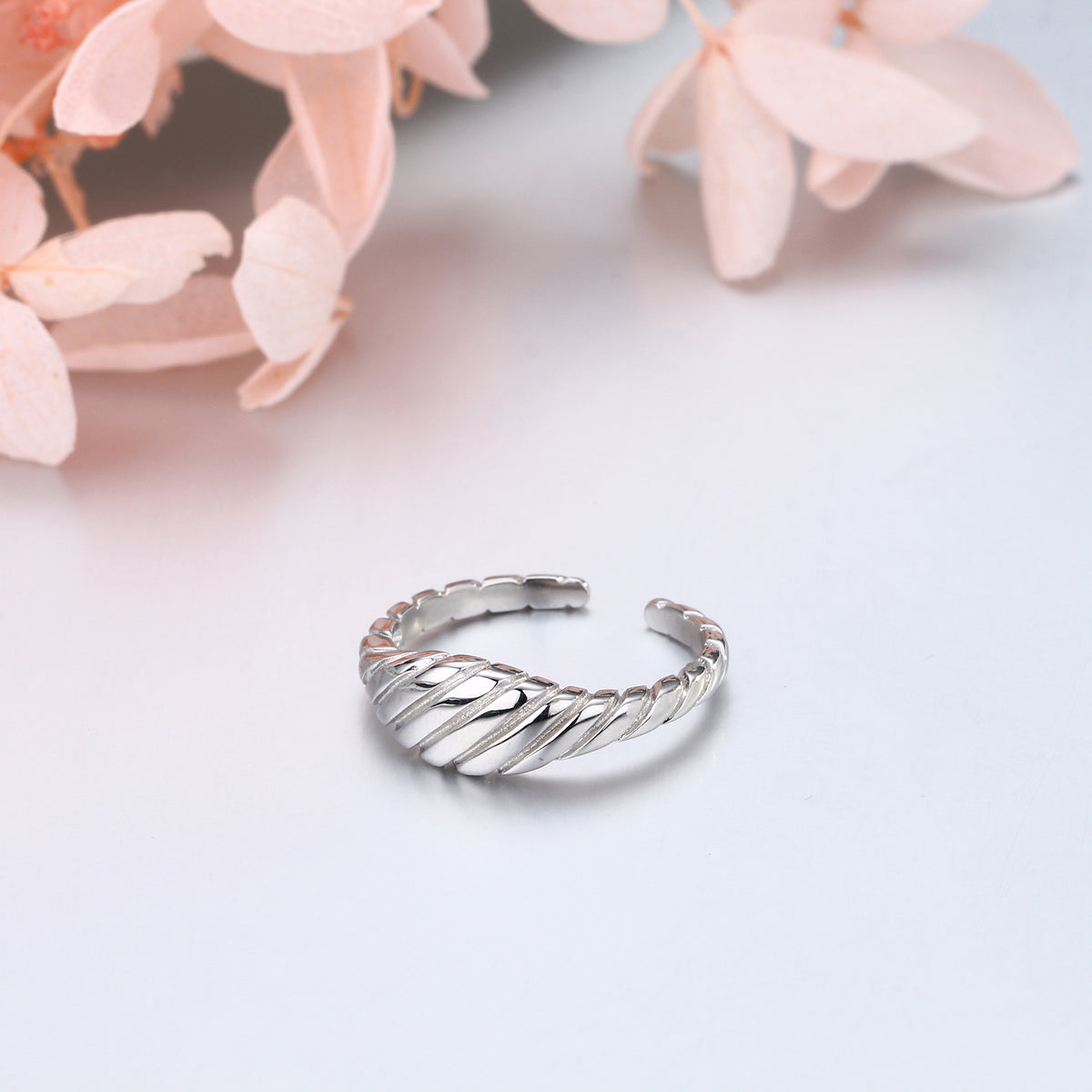 European and American style croissant twisted open ring S925 sterling silver