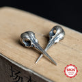 S925 Sterling Silver Halloween Bird Skull Earrings