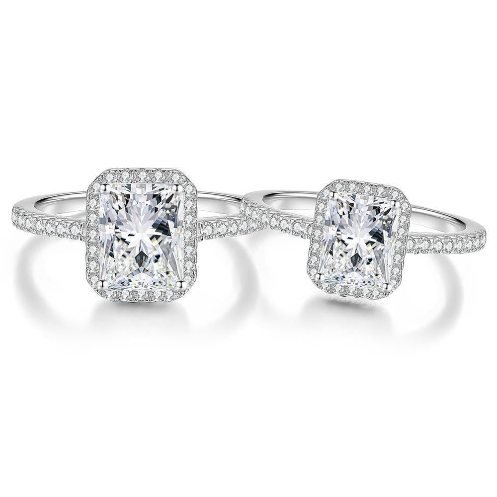 S925 Silver Rectangular D-Color Moissanite Ring