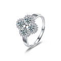S925 Sterling Silver Four Leaf Clover Moissanite Ring