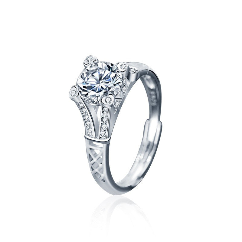S925 Sterling Silver Eiffel Tower Moissanite Ring