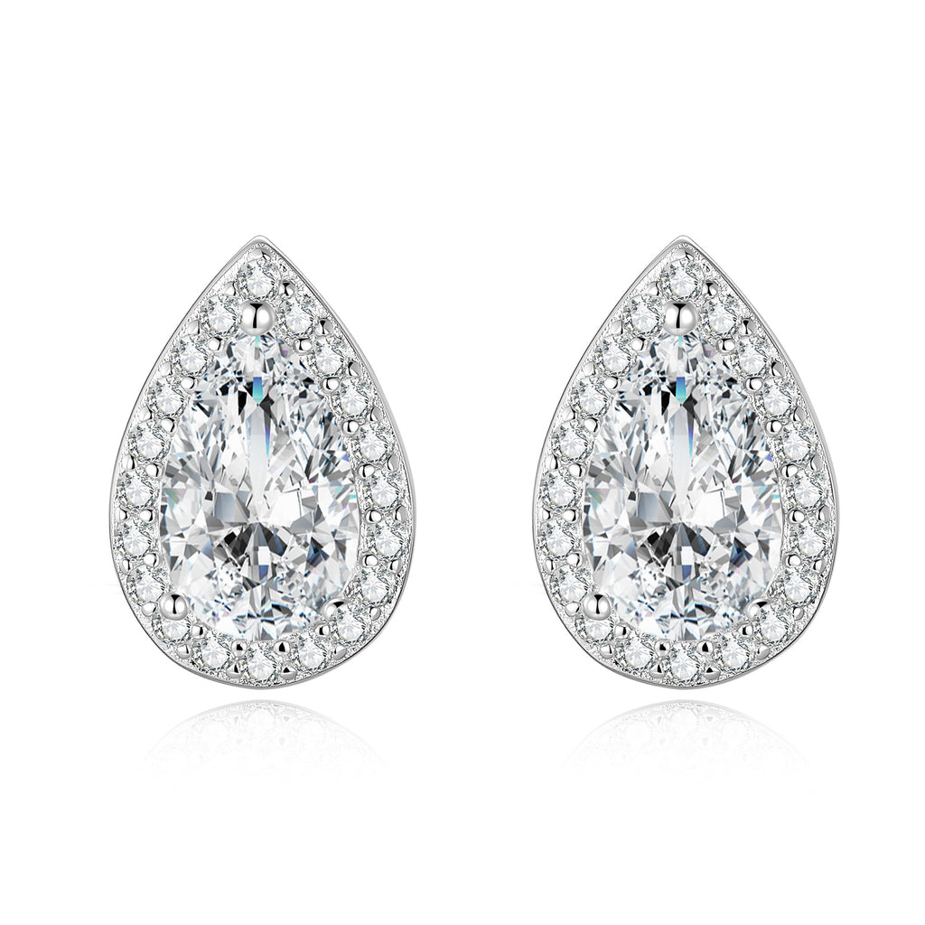 S925 Sterling Silver Teardrop-Shaped Ultra-Sparkling Moissanite Stud Earrings