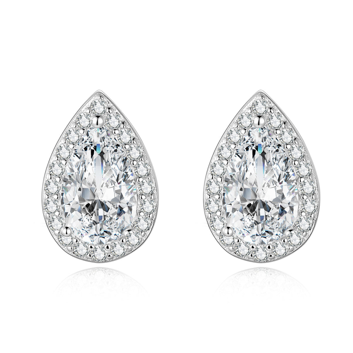 S925 Sterling Silver Teardrop-Shaped Ultra-Sparkling Moissanite Stud Earrings