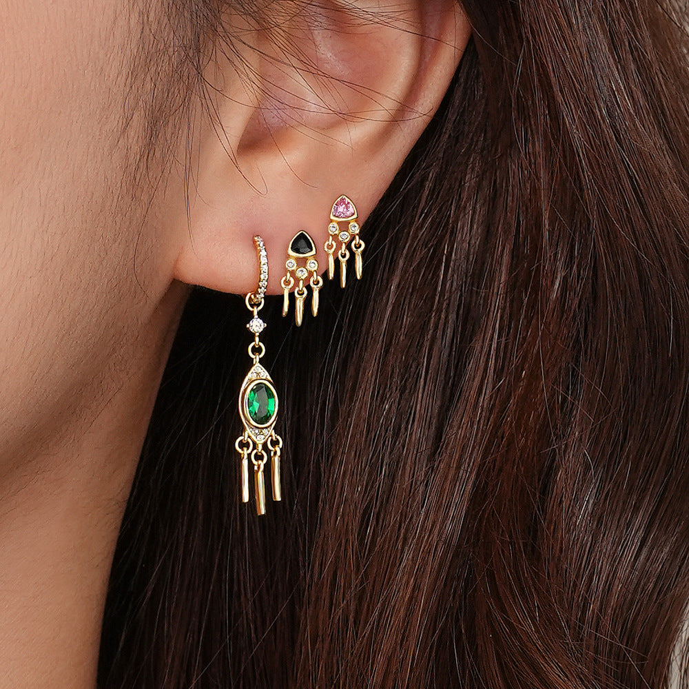 S925 Sterling Silver Zircon Stud Earrings