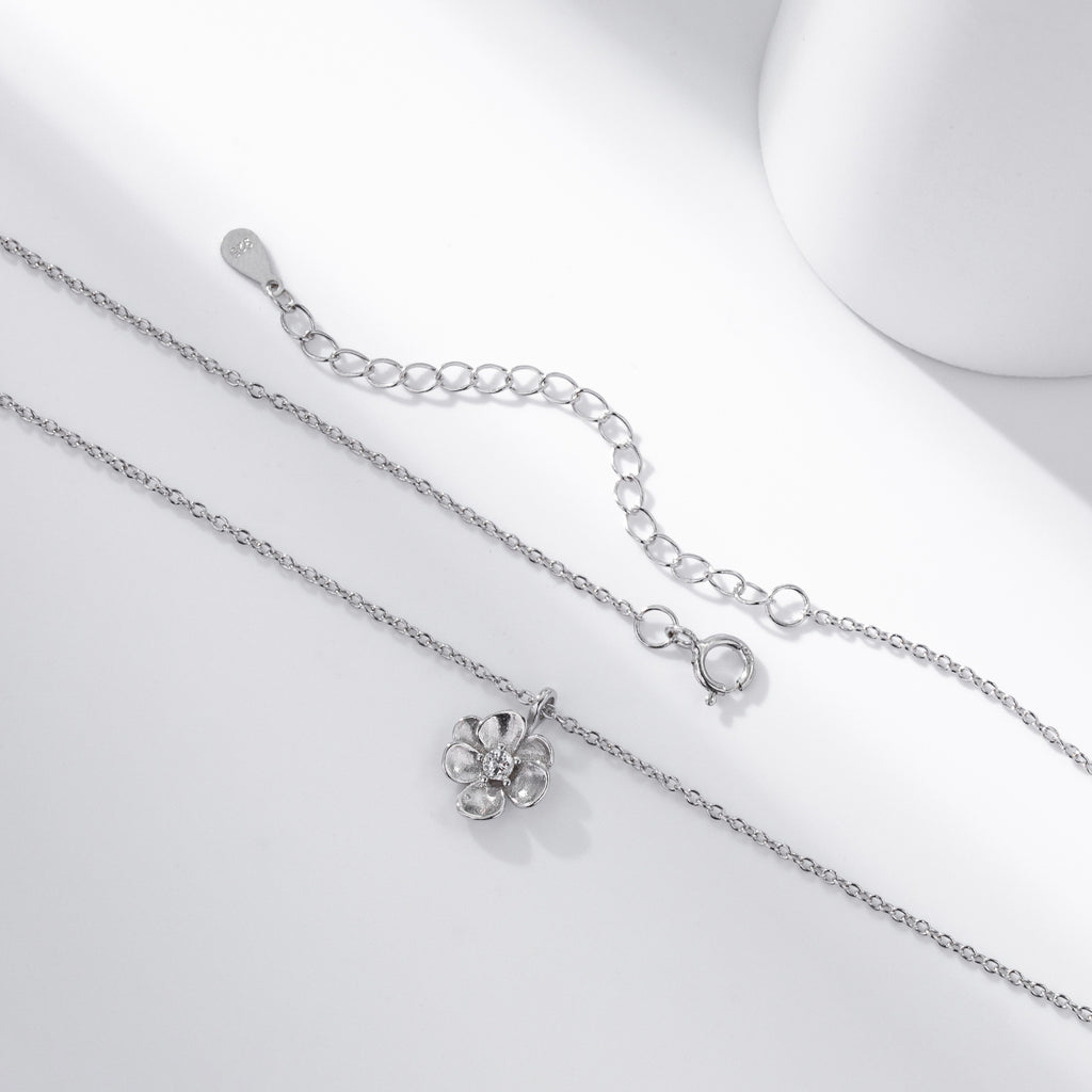 S925 Sterling Silver Flower Necklace