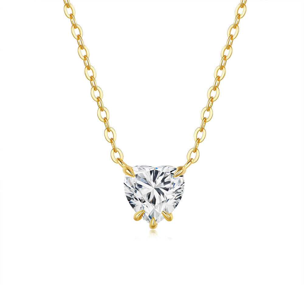 Heart Moissanite Station Necklace in 925 Sterling Silver