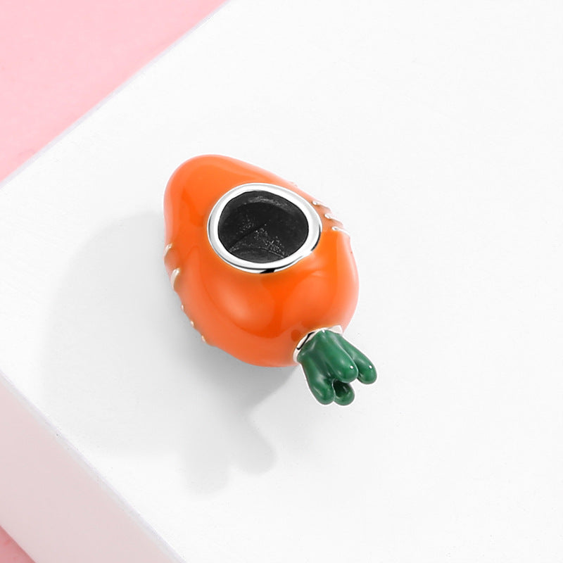 S925 Sterling Silver Cute Carrot Bead Pendant